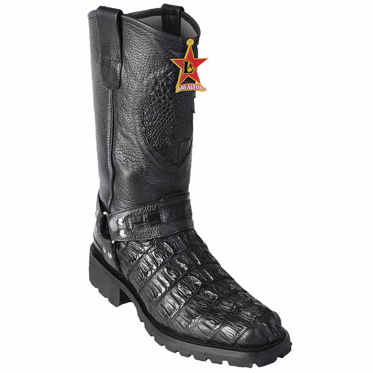 Men's Los Altos Caiman Tail Skin Biker Boots