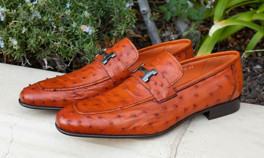 Corrente 5760 Ostrich Quill Slip-On Loafer - Orange