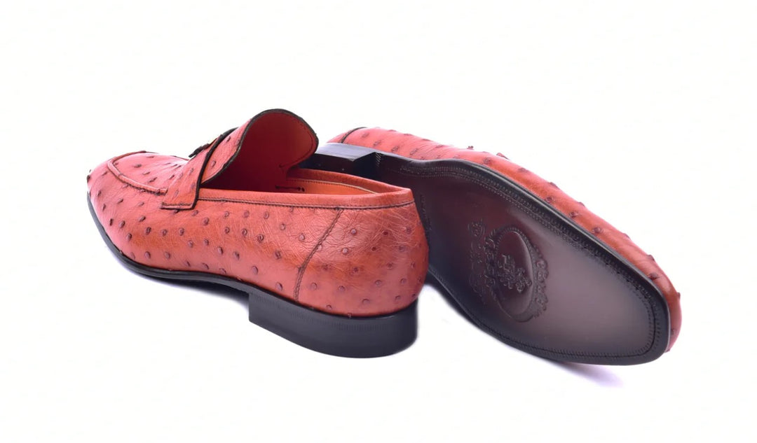 Corrente 5760 Ostrich Quill Slip-On Loafer - Orange