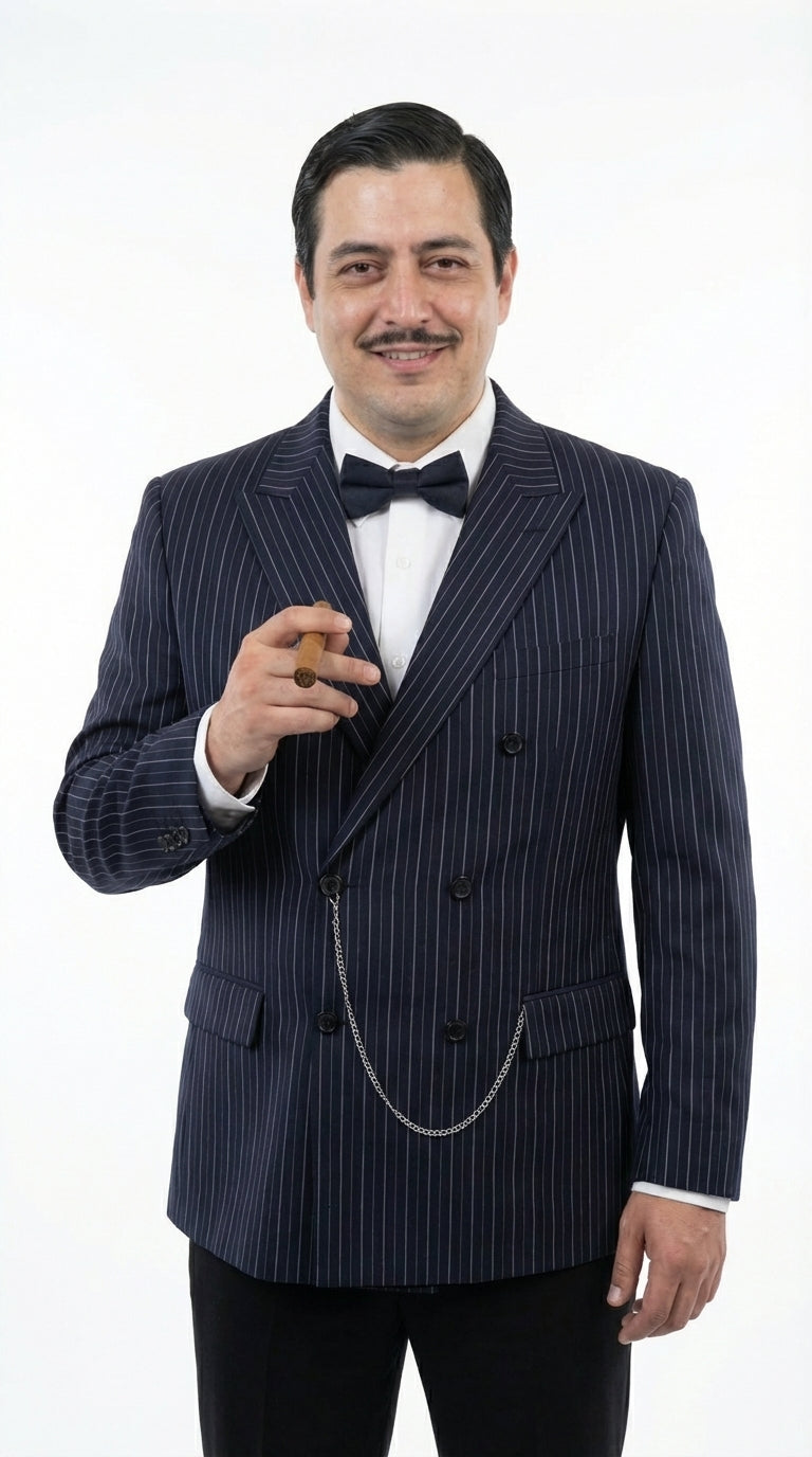 Men’s Black Pinstripe Blazer Gomez Addams Inspired Jacket – Vintage Double Breasted Formal Blazer, Classic Party Costume Wear, Elegant Evening