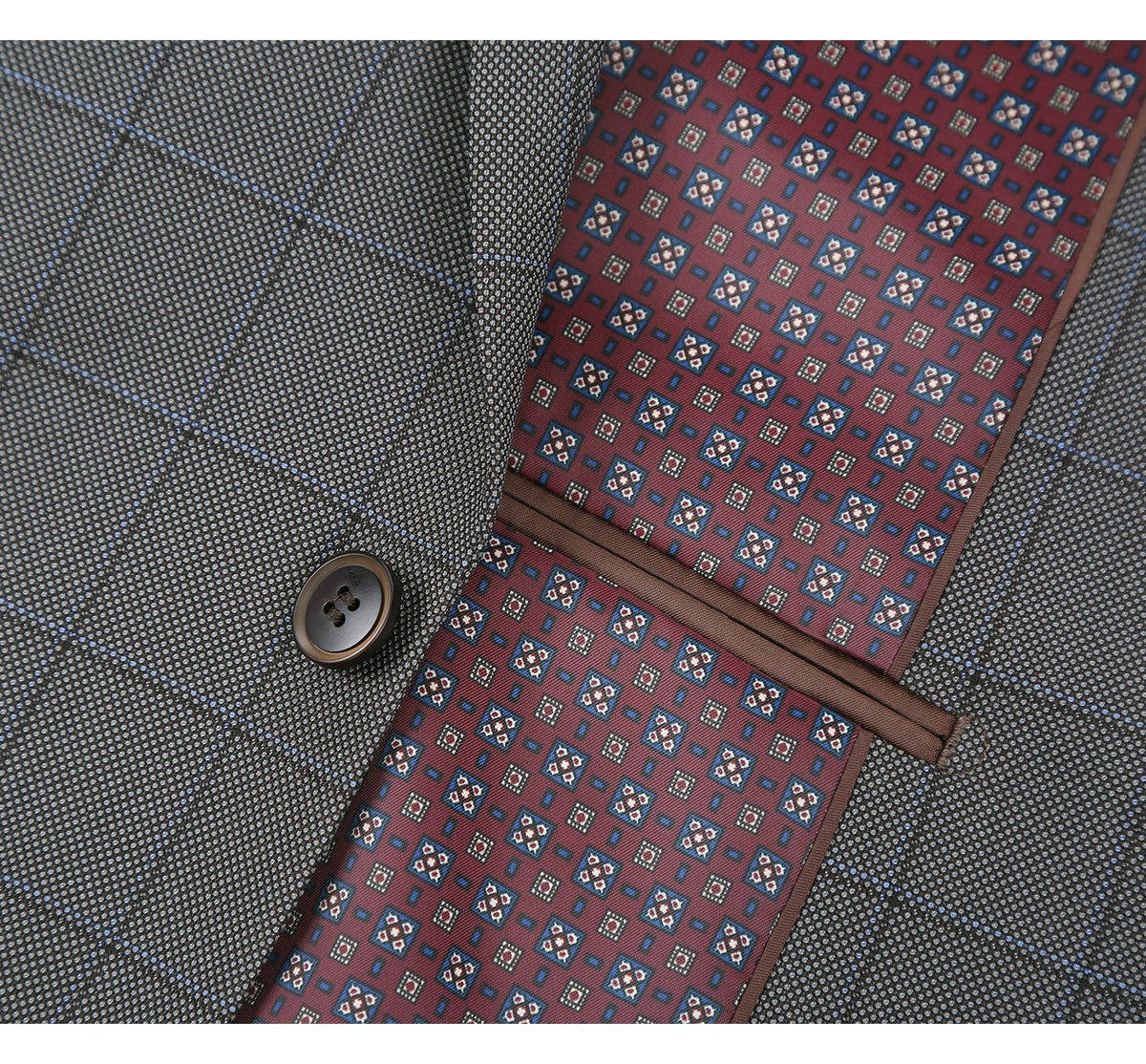 292-2 Men's Two Piece Classic Fit Windowpane Check Dress Suit