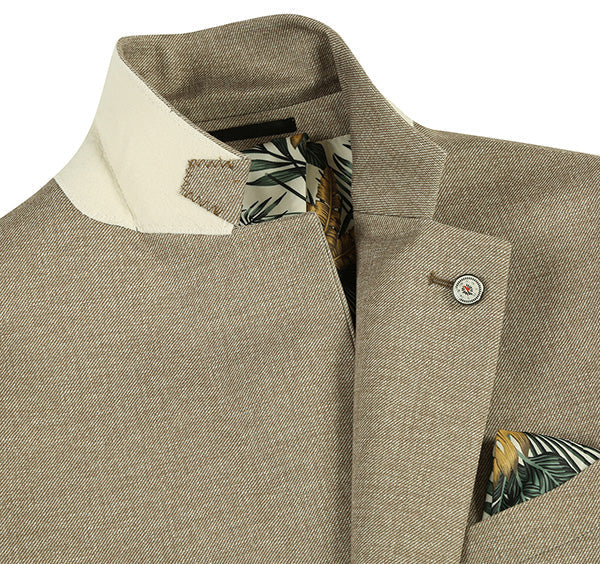 Half Canvas Slim Fit Blazer in Khaki