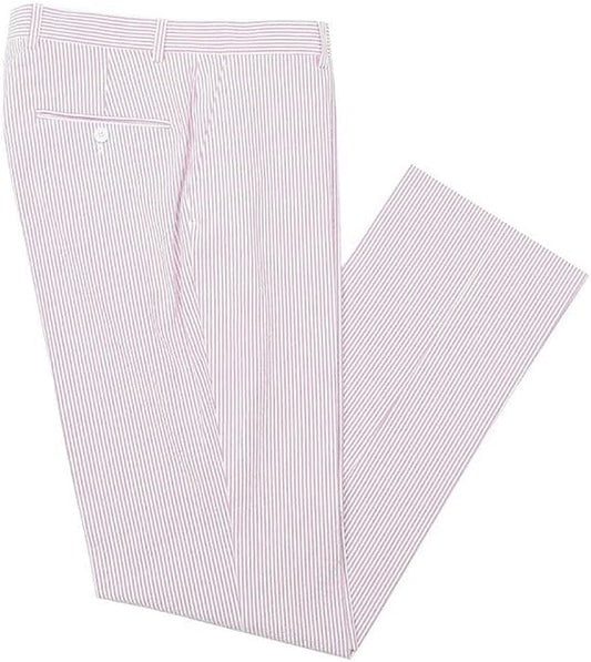 Mens Seersucker Pants - Summer Casual Pinstripe Modern Fit in Color Pink