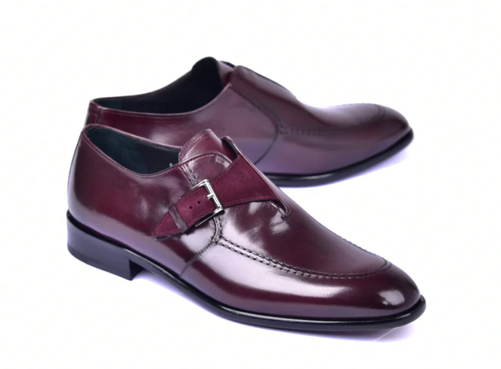 Corrente 6471 Leather Slip-On Monkstrap Shoe - Burgundy