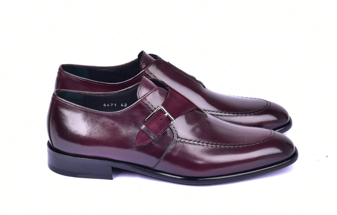 Corrente 6471 Leather Slip-On Monkstrap Shoe - Burgundy