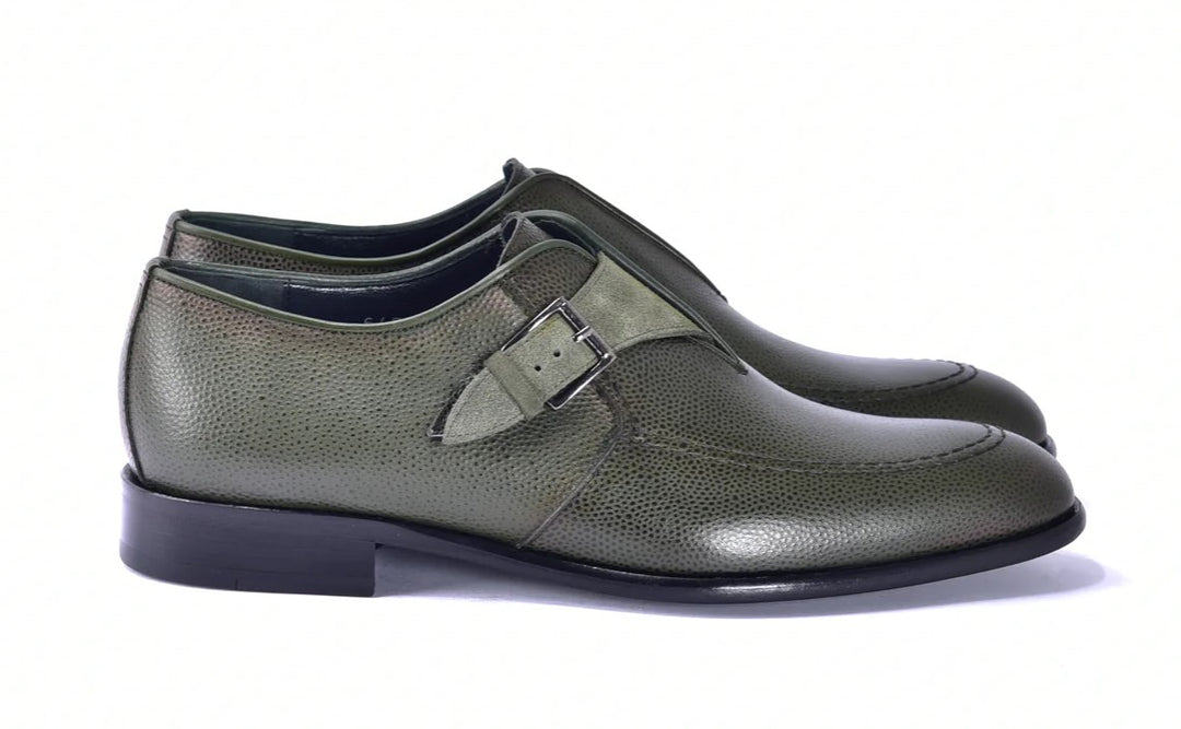 Corrente 6471 Leather Slip-On Monkstrap Shoe - Green
