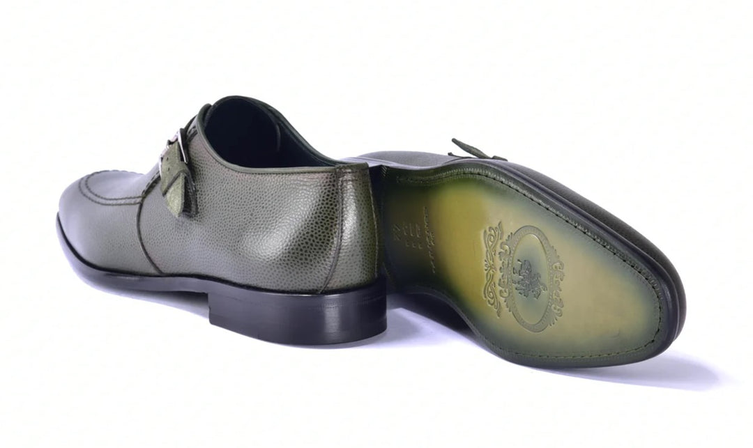 Corrente 6471 Leather Slip-On Monkstrap Shoe - Green