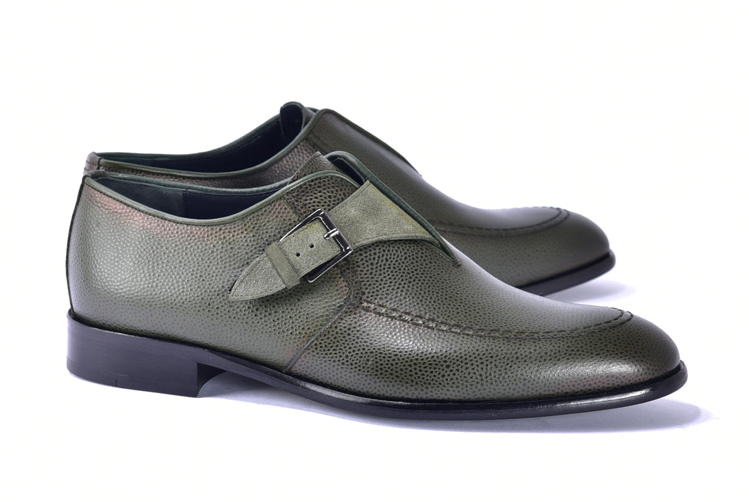 Corrente 6471 Leather Slip-On Monkstrap Shoe - Green