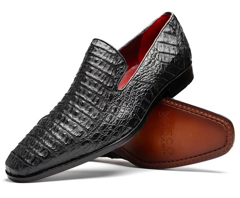 Marco Di Milano Trento Black Genuine Caiman Crocodile Slip-On