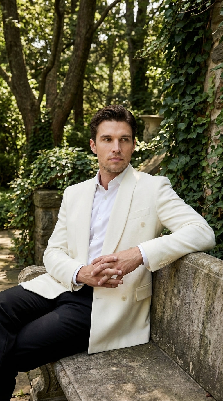 Mens Ivory Dinner Jacket Blazer – Elegant Ivory Cream Off White Formal Blazer Wedding Tuxedo Jacket Evening Wear