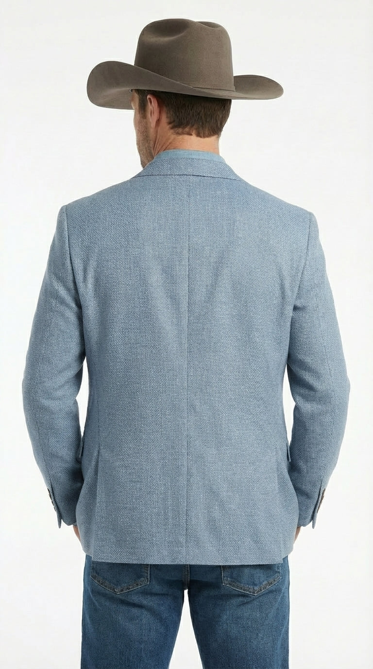 Mens Rugby Teal Baby Sky Western Blazer – Cowboy Style Casual Sport Coat for Men Classic Western Jacket in Light Blue Color