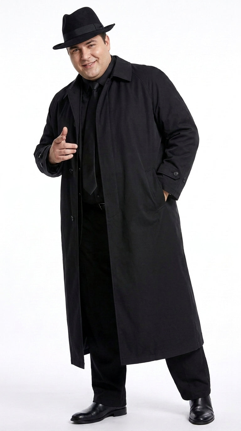 Men’s V for Vendetta Inspired Black Trench Coat – Long Gothic Full-Length Overcoat