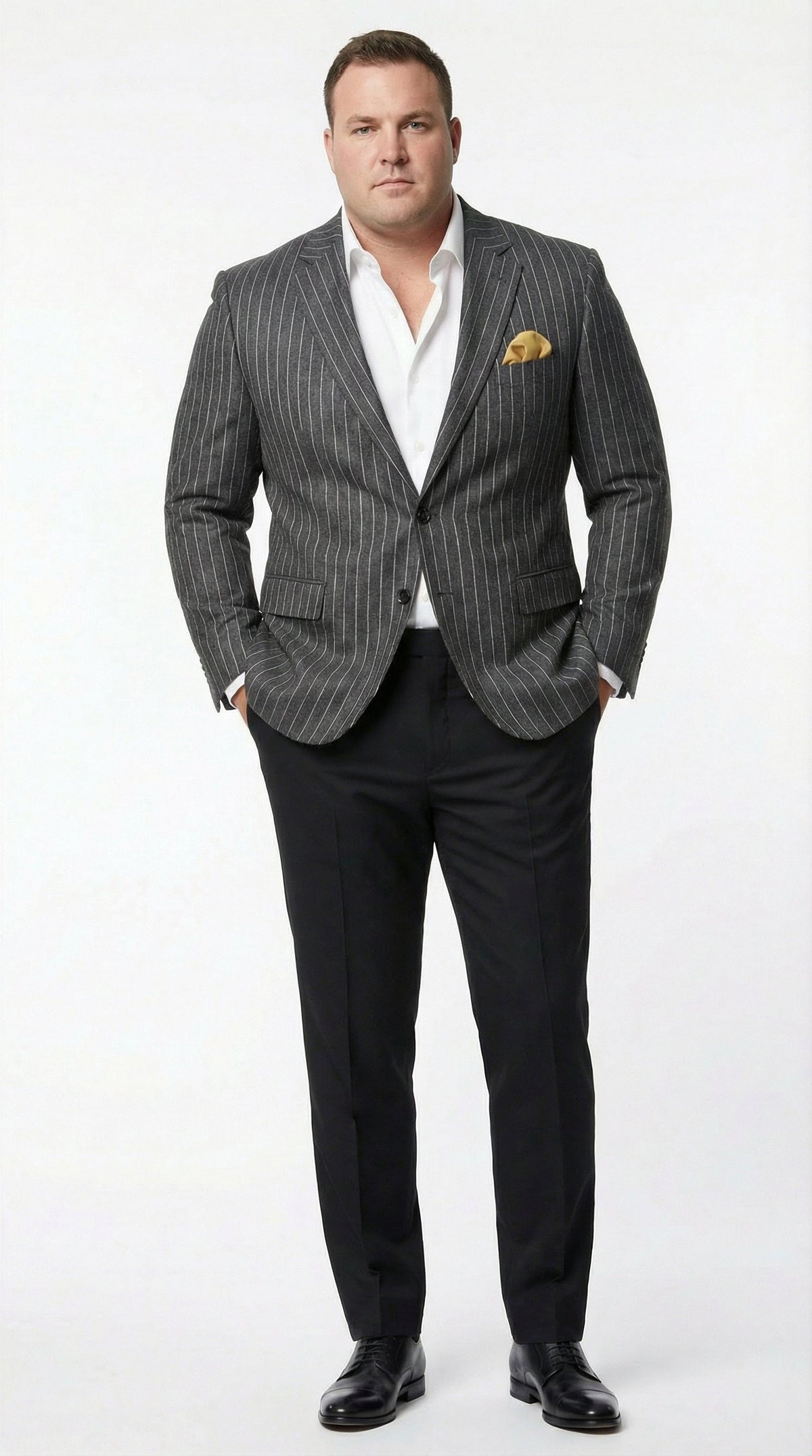 Mens Charcoal Pinstripe Blazer Classic Tailored Formal Jacket for Business, Office and Evening Wear