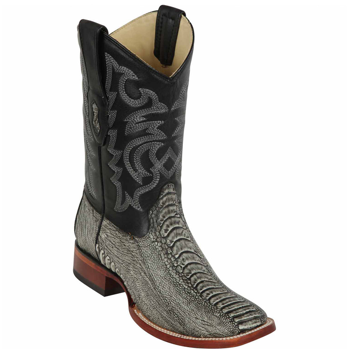 Rustic Black Ostrich Leg Boots