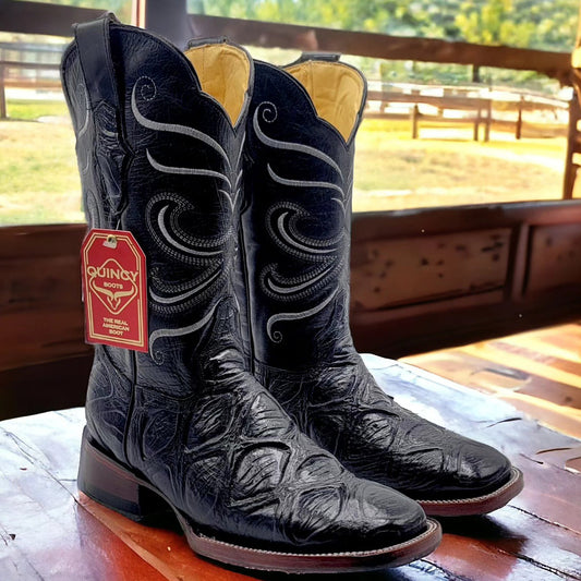 Black Pirarucu Print Boots