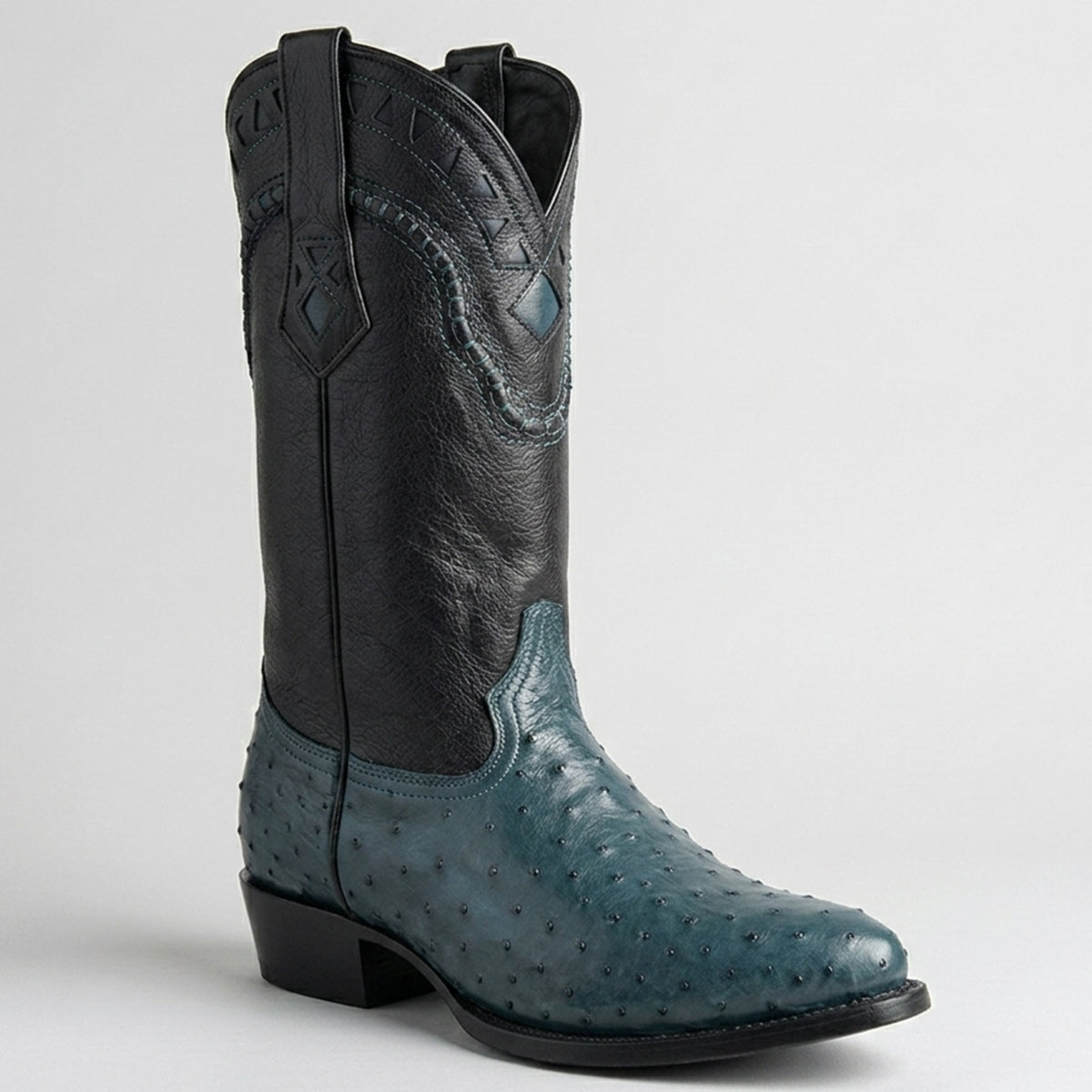 Mens White Diamond Boot Blue Ostrich Cowboy Boots J-Toe