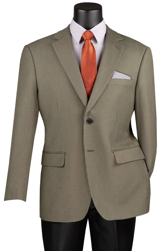 Men's Two Button Modern Fit Sport Coat Blazer in Olive Green Houndstooth