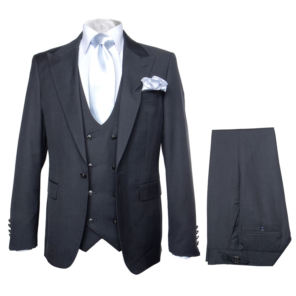 Rossi Man BOND RM1779 Slim Fit 3-Piece Black Suit â€“ Tailored Formalwear for Men