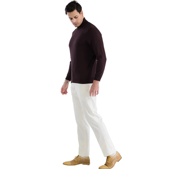 MENS BROWN PULLOVER TURTLENECK SWEATER