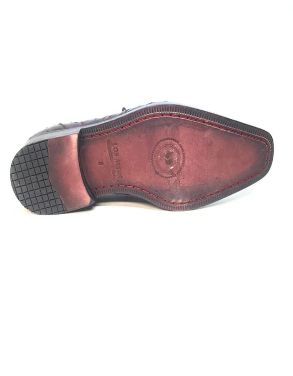 Los Altos Black & Cherry Ostrich Quill Lace Up Dress Shoes
