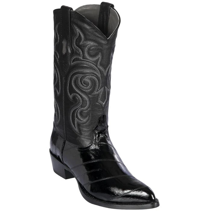 Men's Black Eel Skin Cowboy Boots - Los Altos Dress Western Boots-New Designer Collection