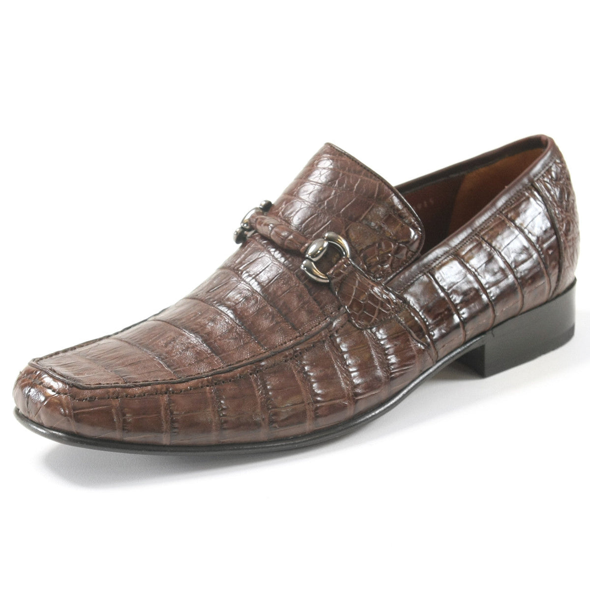 Los Altos Brown Genuine Caiman Crocodile Belly Slip-On Loafers