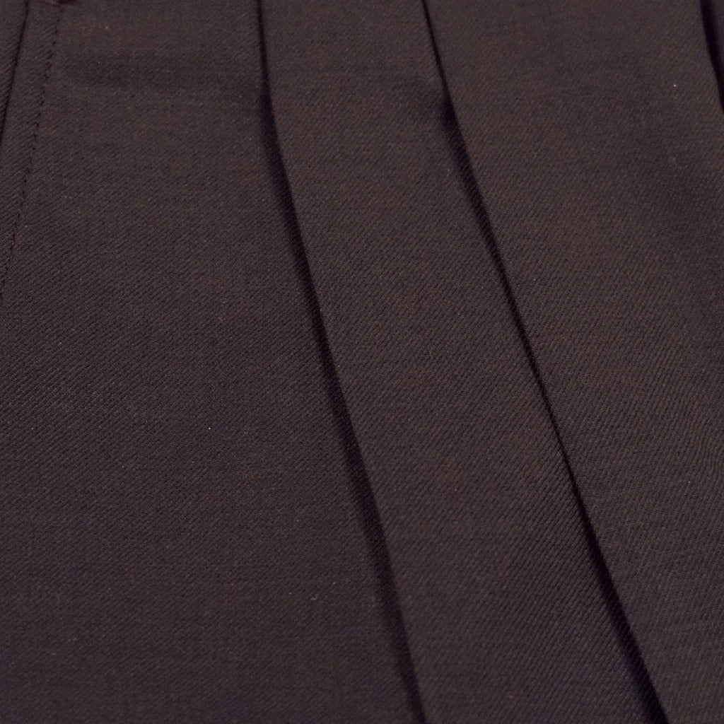 Washable Wool Blend Pleated Brown Pants