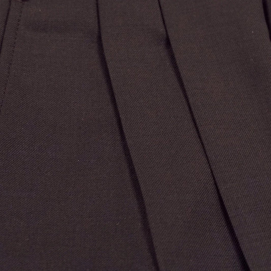 Washable Wool Blend Pleated Brown Pants