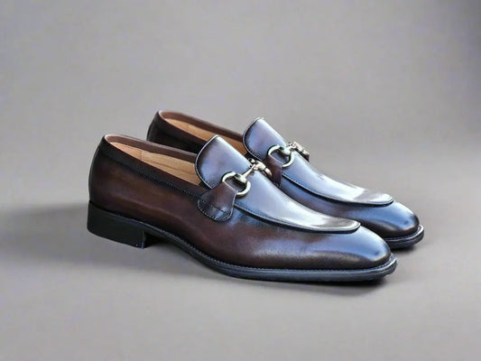 Carrucci Burnished Calfskin Horsebit Loafer