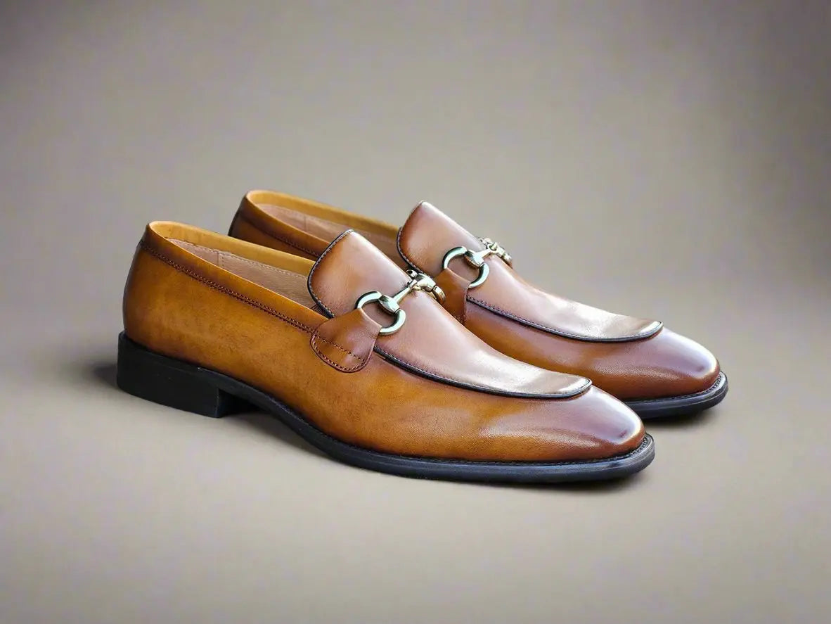 Carrucci Burnished Calfskin Horsebit Loafer