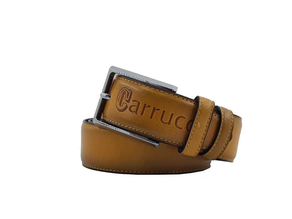 Carrucci Burnished Calfskin Leather Belt