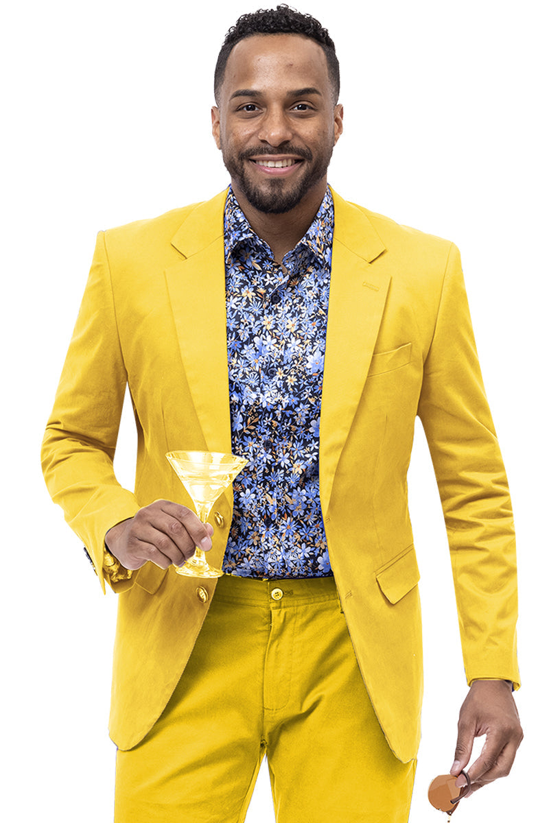 Men's Modern Fit Casual Summer Chino Blazer in Yellow