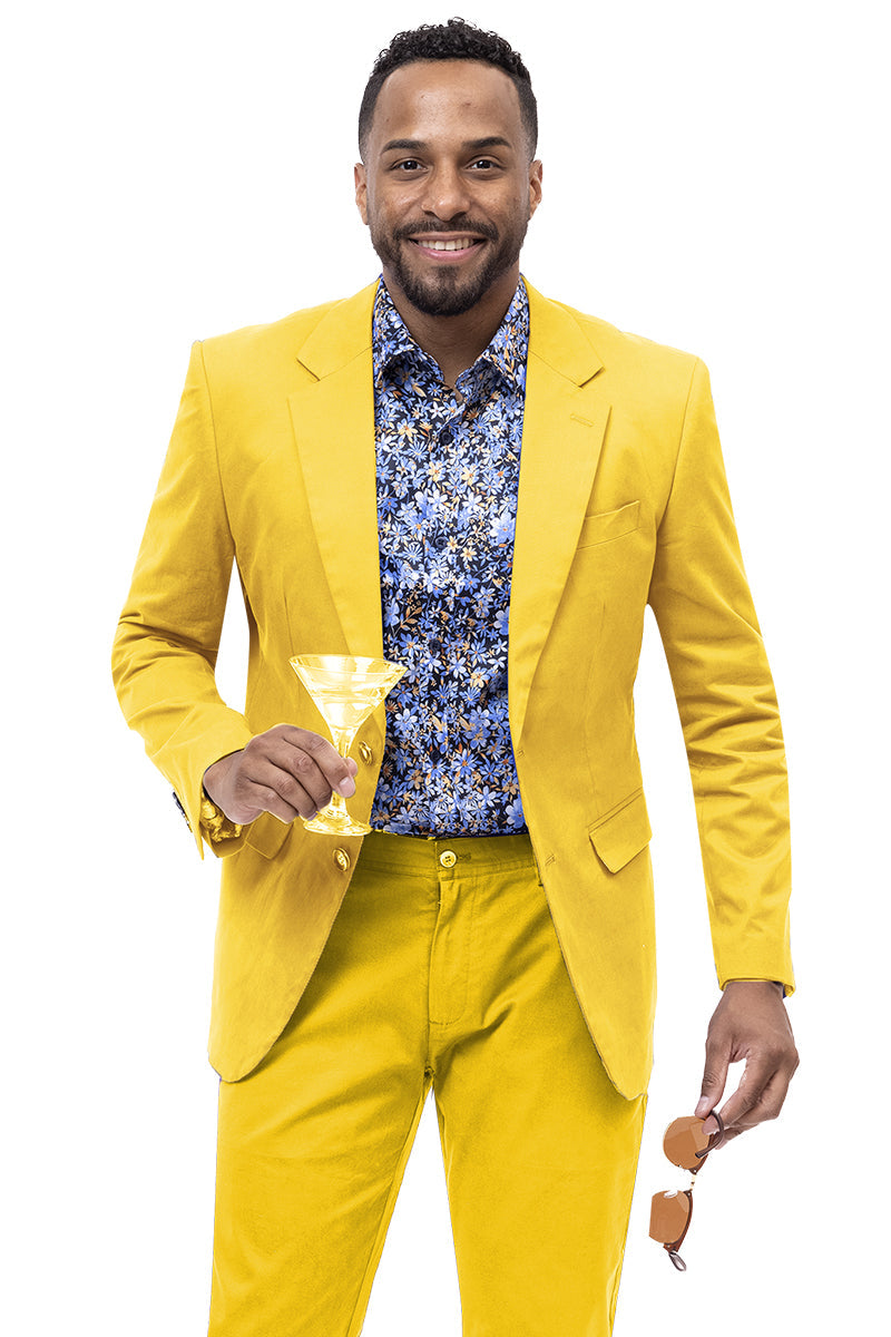 Men's Modern Fit Casual Summer Chino Blazer in Yellow