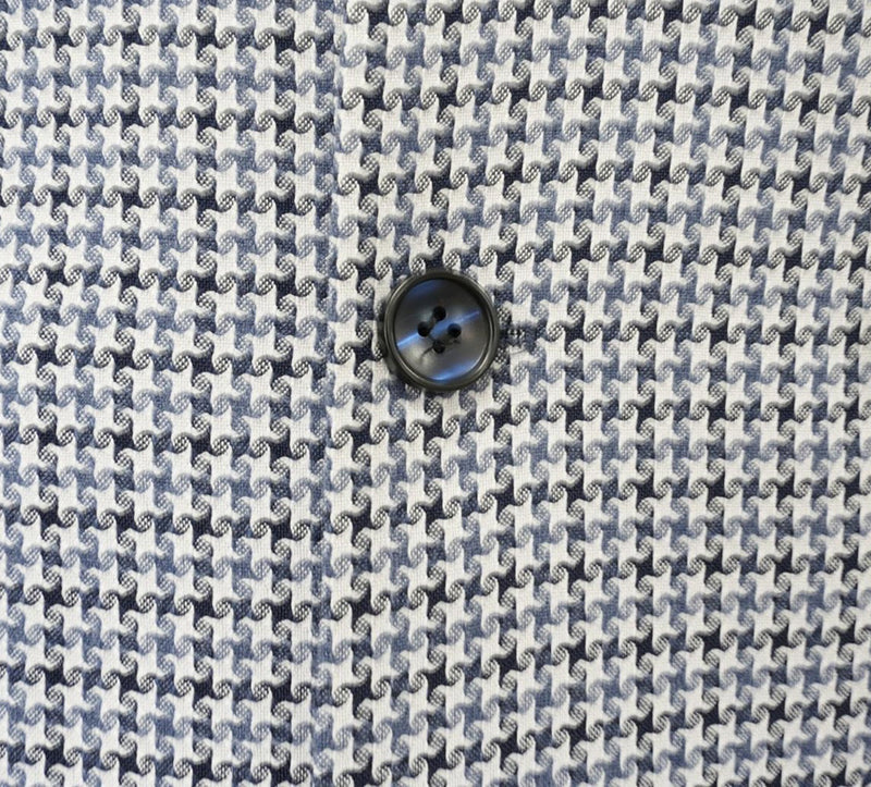 Blue Houndstooth Hybrid Fit Double Breasted Jacket