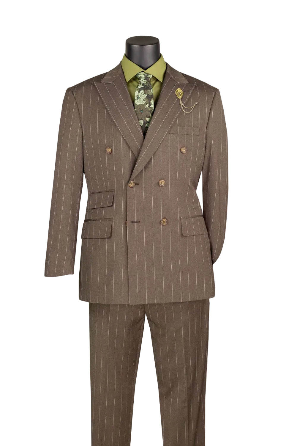 Tuscany Collection - Regular Fit 2-Piece Bold Striped Double Breasted Suit
