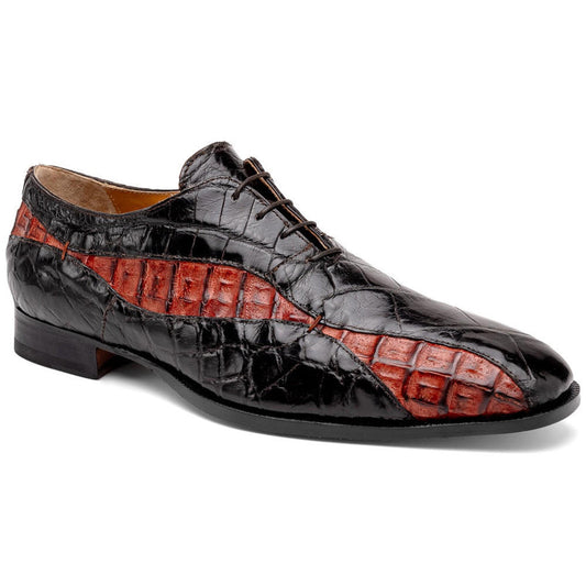 Mauri Dark Brown Gold Alligator Shoes Made Italy Scarface-New Designer Collection