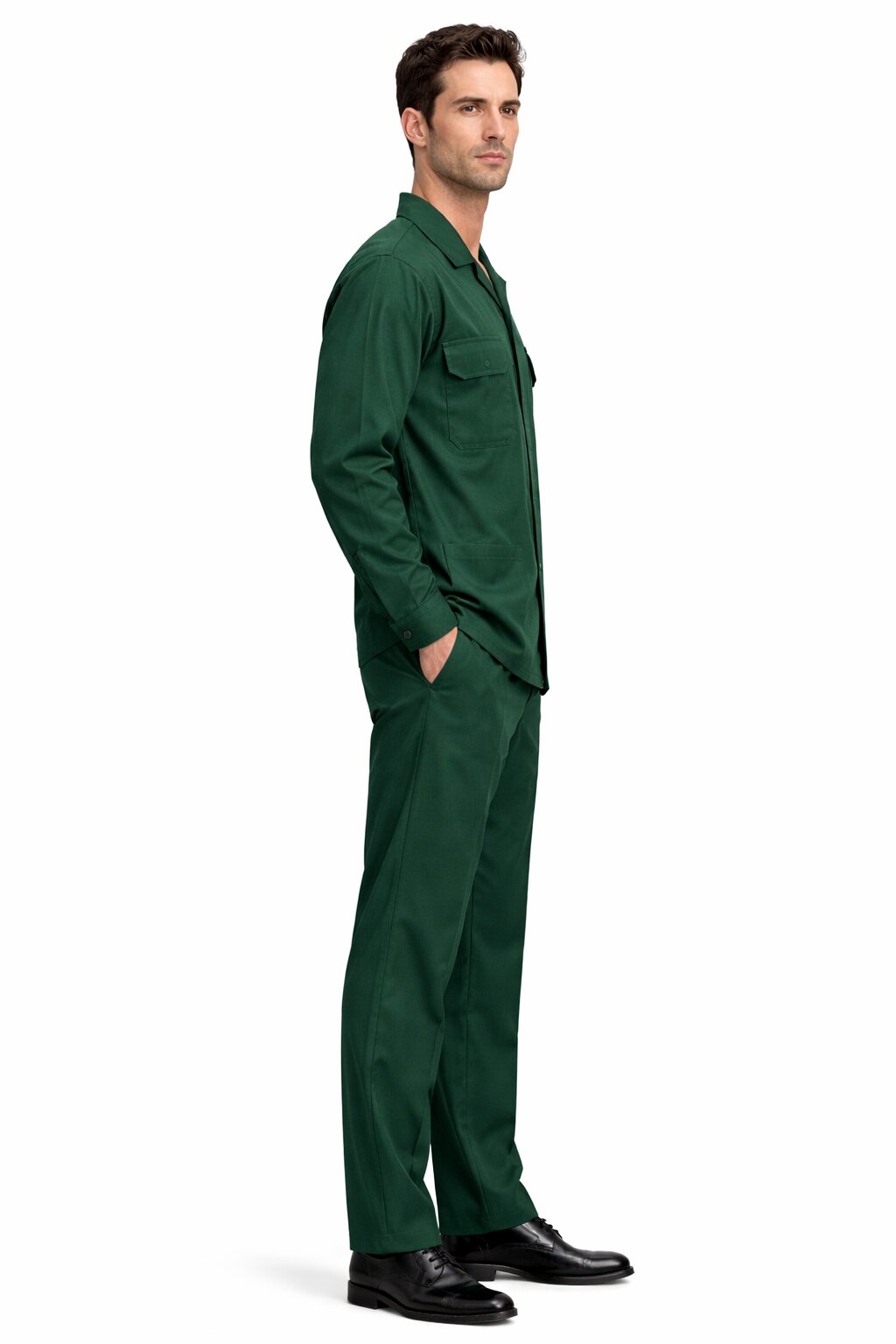 Mens Luxury Hunter Green Wool Two-Piece Leisure Walking Suit