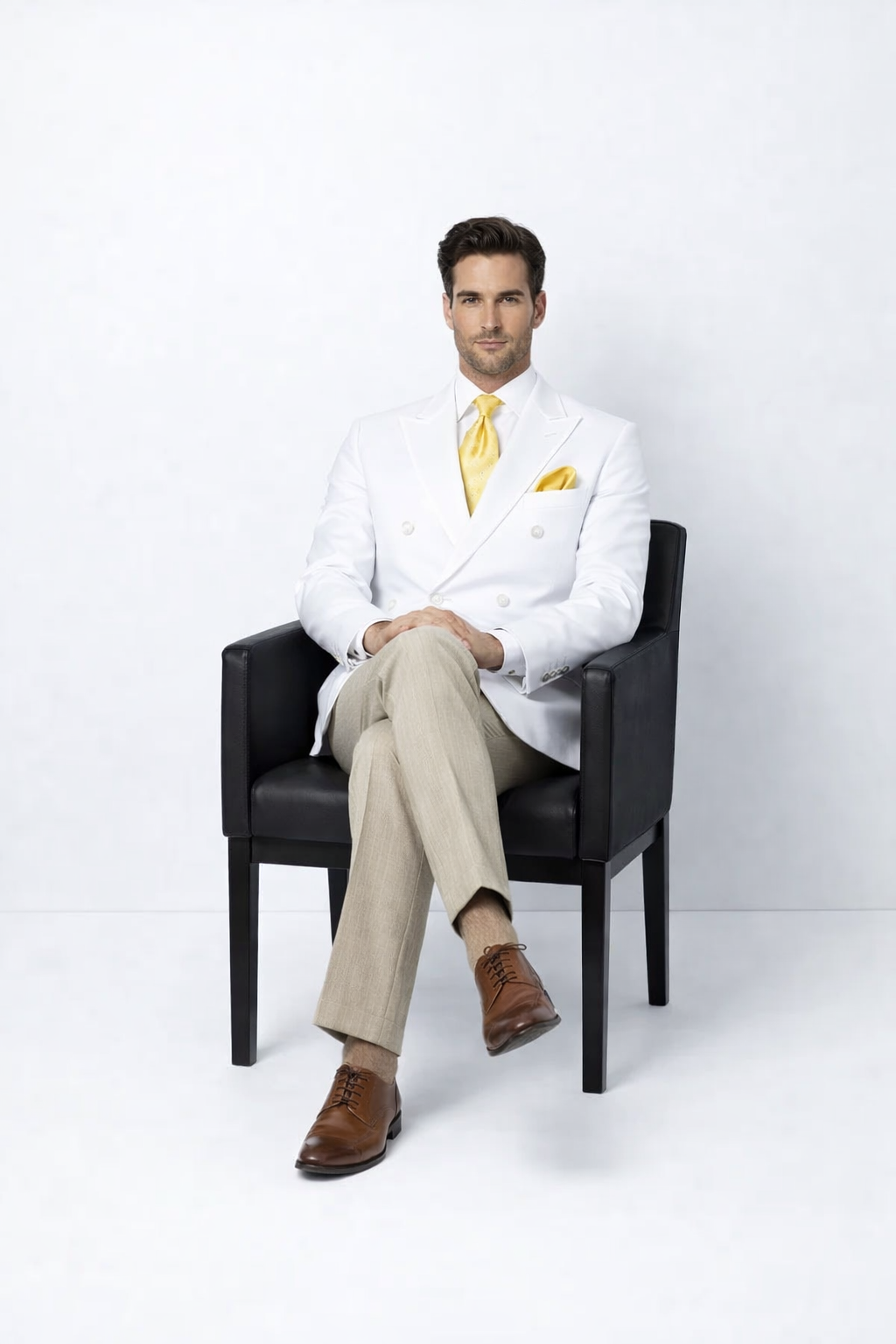 Classic Mens White Double Breasted Sport Coat | Elegant Formal Blazer Jacket
