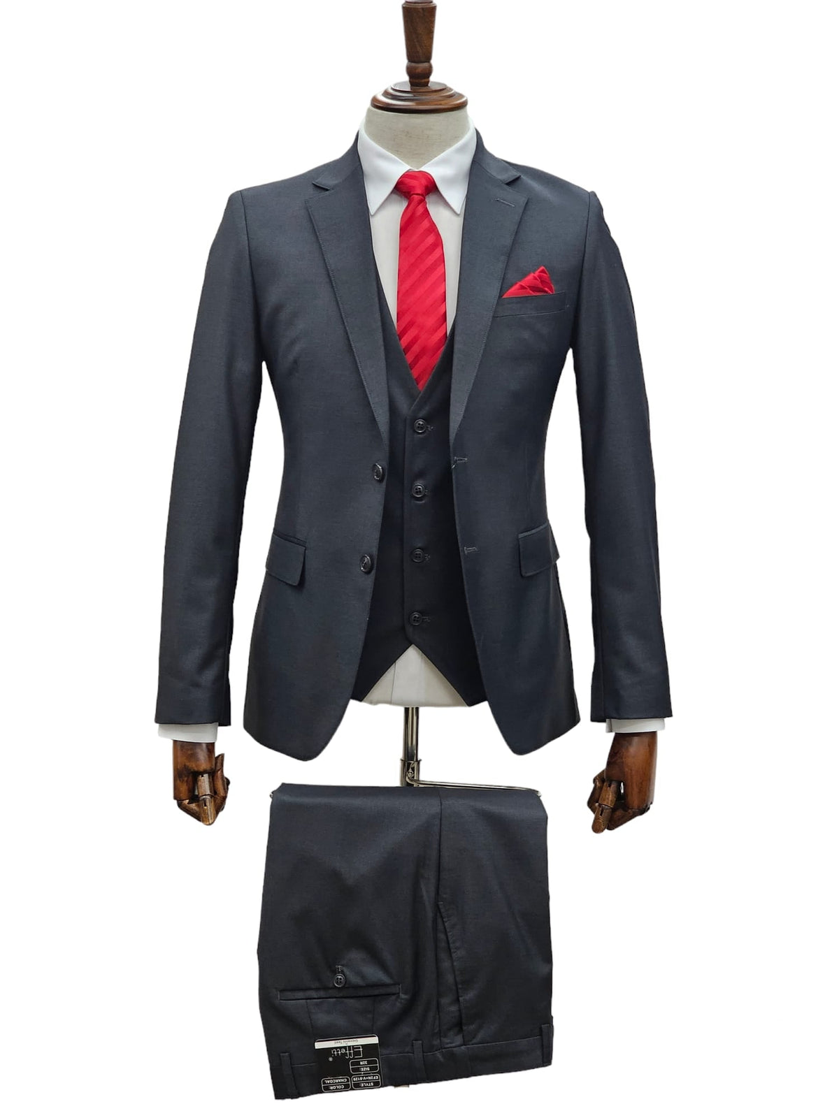 Effetti Suit Designer - 2 button Notch Lapel slim fit EF2N+V-8129 CHARCOAL