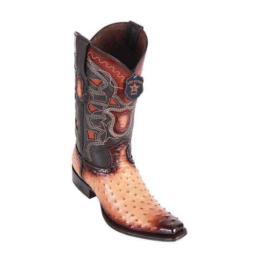 Los Altos Ostrich Faded Brown European Square Toe Mens Boot
