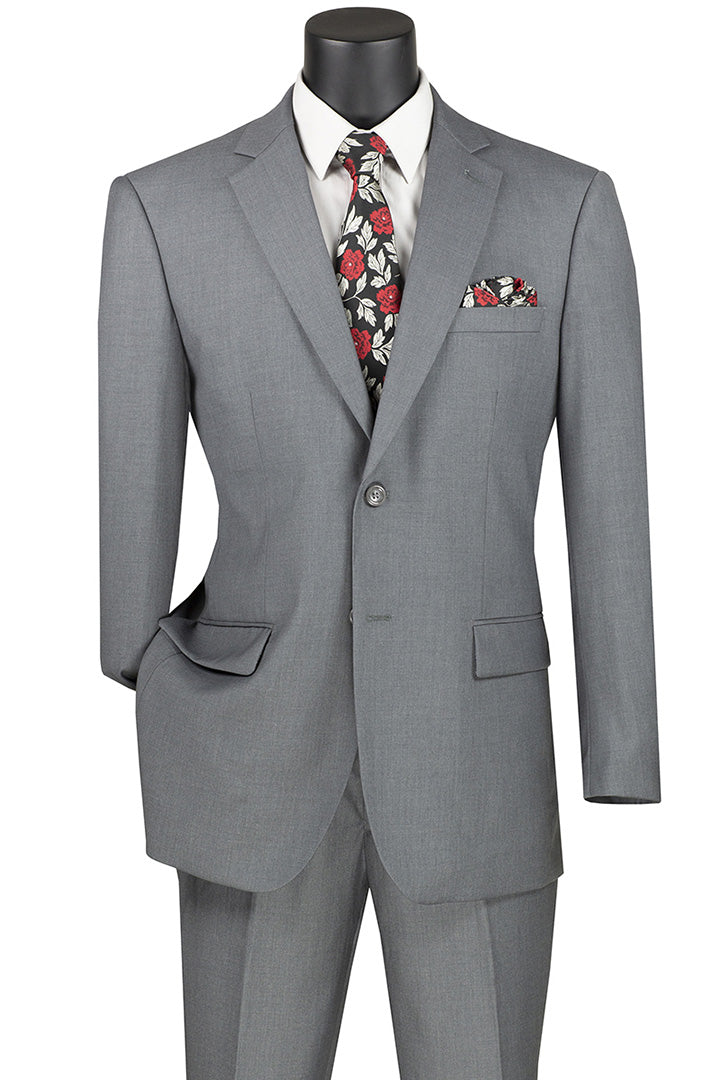 Nola Collection - Medium Gray Regular Fit 2 Piece Suit Flat Front Pants with 2â€³ Elastic Waistband