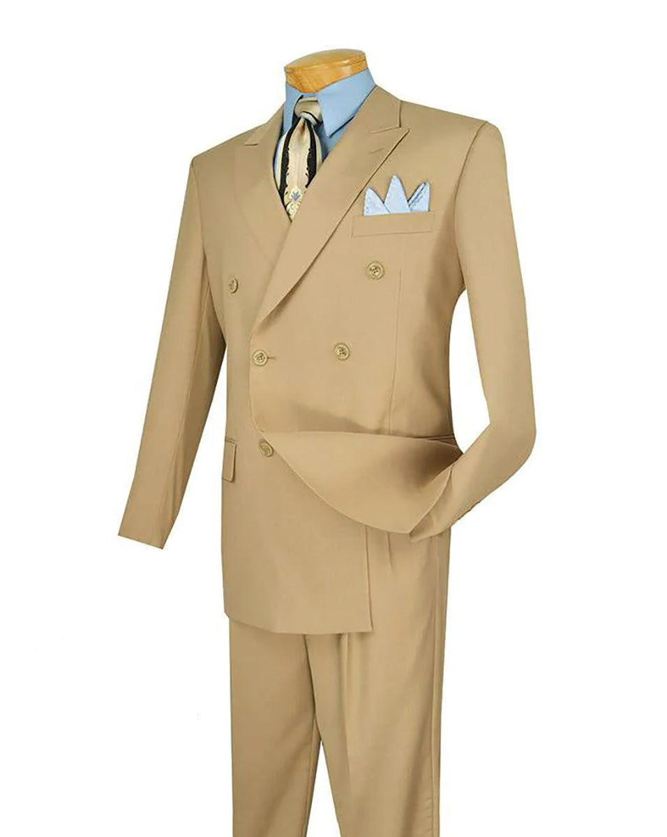 Ramses Collection - Regular Fit Double Breasted 2-Piece Suit with Adjustable Waistband Pants