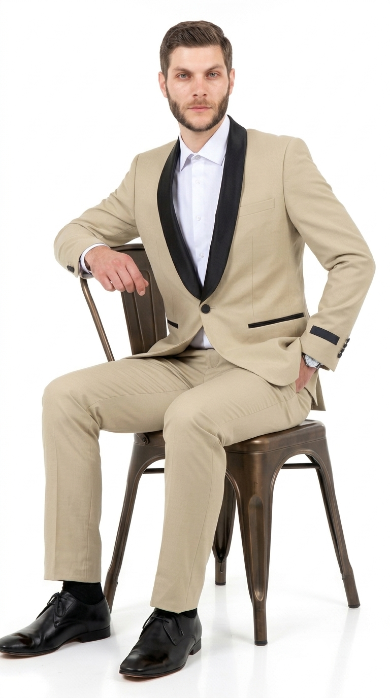 Tan/Black Slim Fit Tuxedo