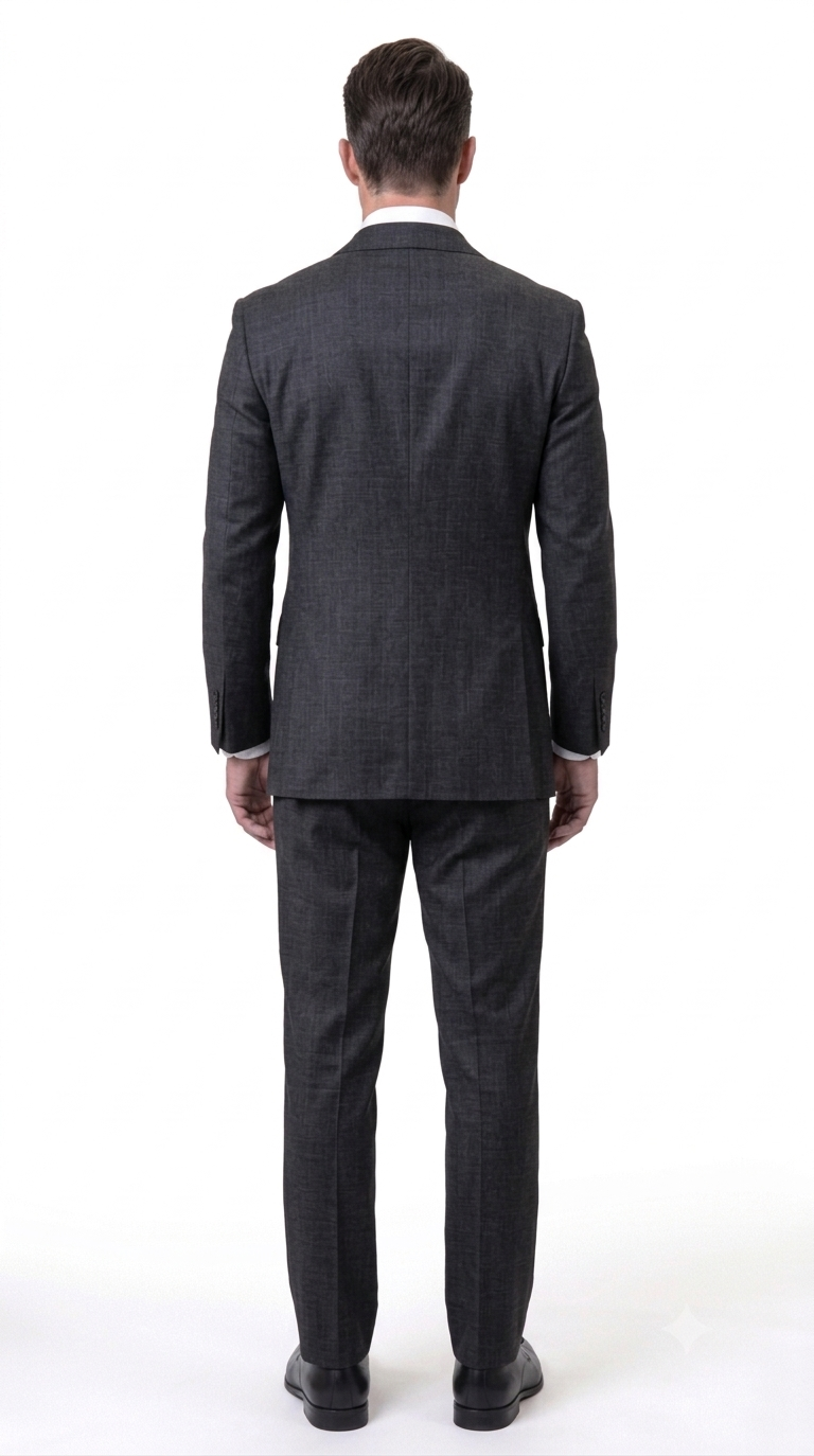 Statement Men's 2 Piece 100% Super 200 Wool Modern Fit Suit - Pic Stitching Peak Lapel Two Buttons in Color Black