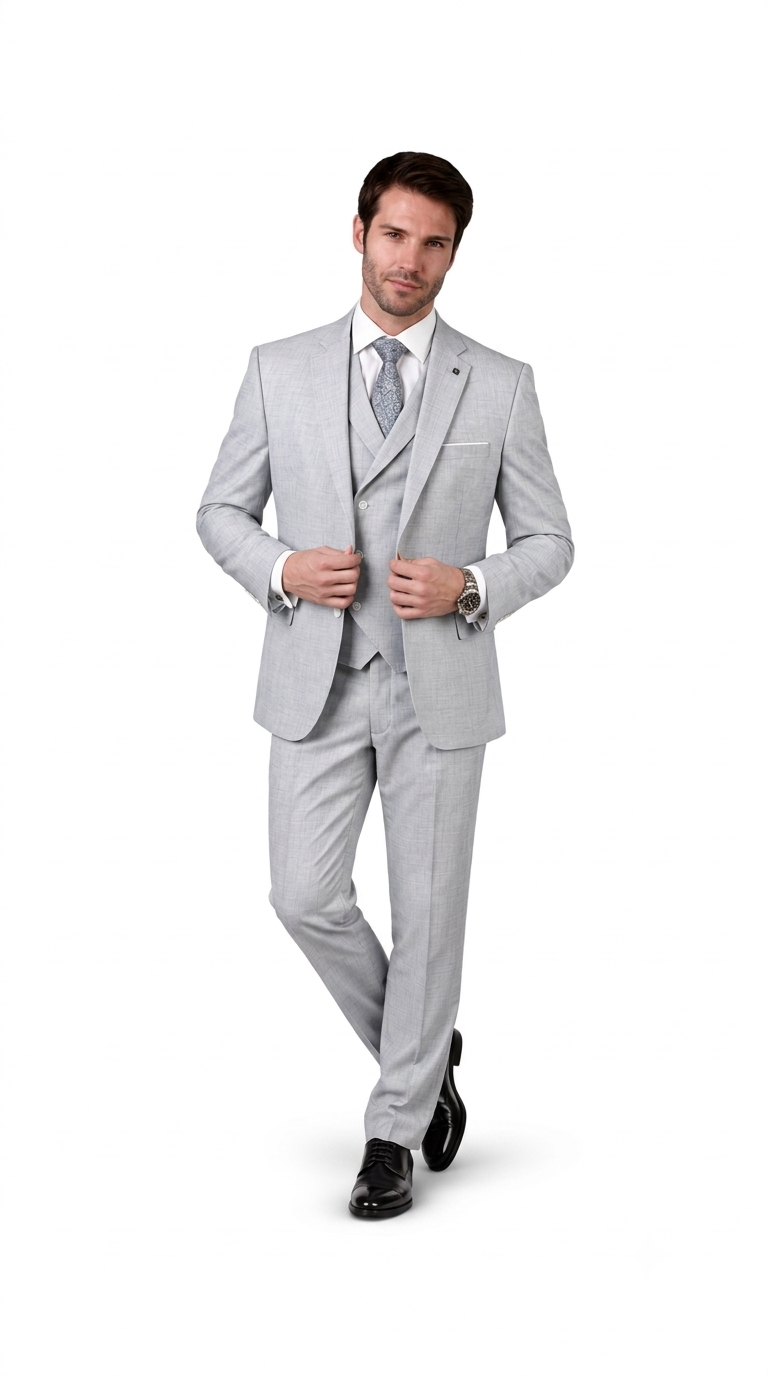Men’s 3-Piece Tailored Fit Super 180’s Wool Suit - Powder