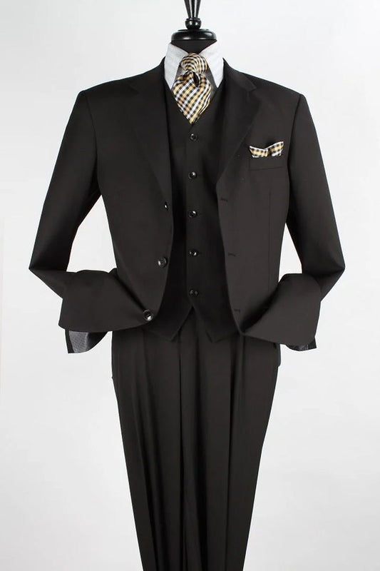 Apollo King Men's 3 Piece Executive Suit - Sleek Black