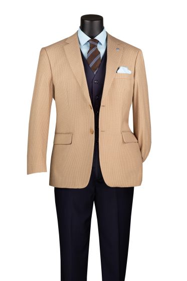 Houndstooth Sport Coat in Tan and Beige Mens Blazer - Patterned Texture - 1920s Vintage Jacket