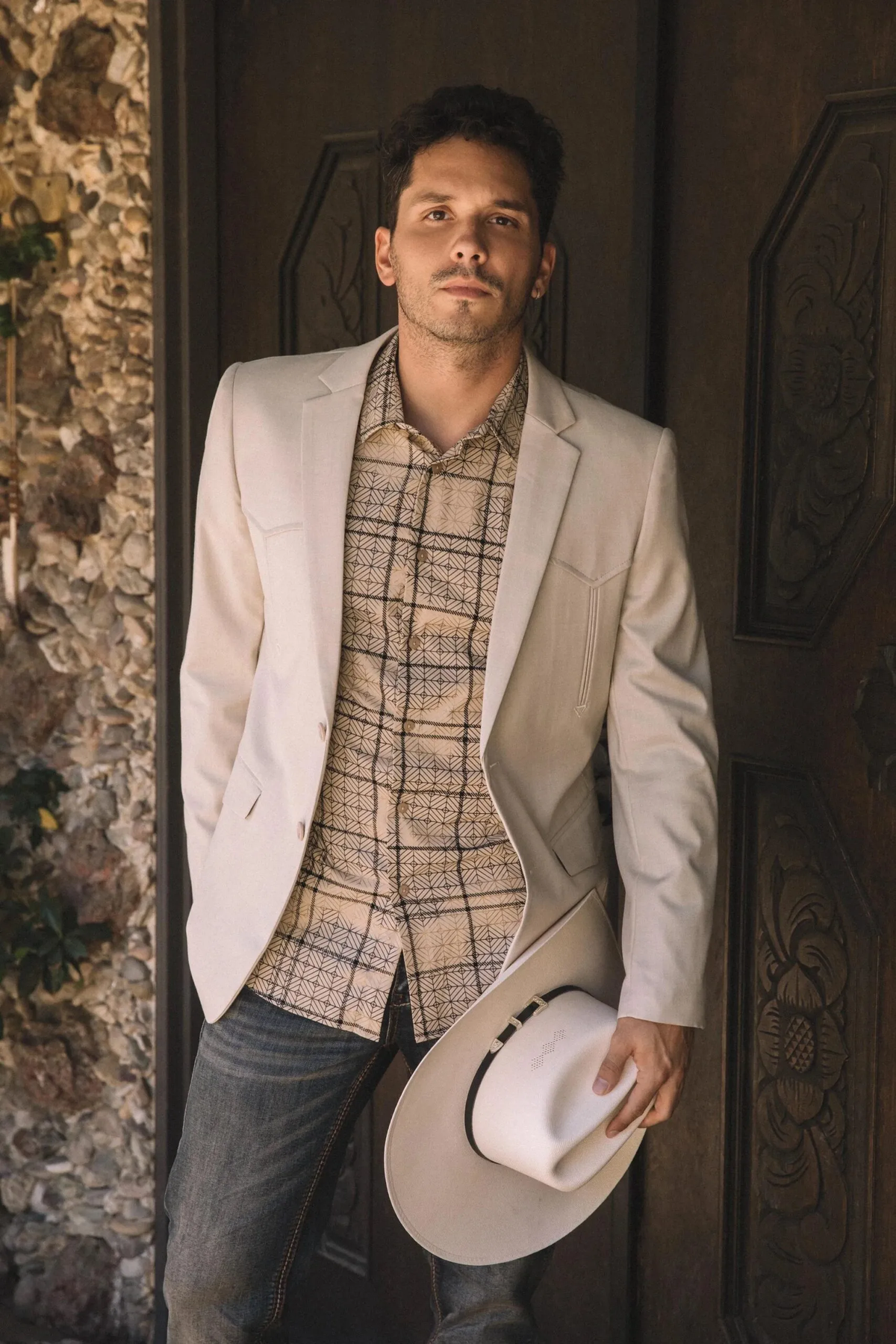 Beige Western Sport Coat for Men – Light Tone Frontier Jacket