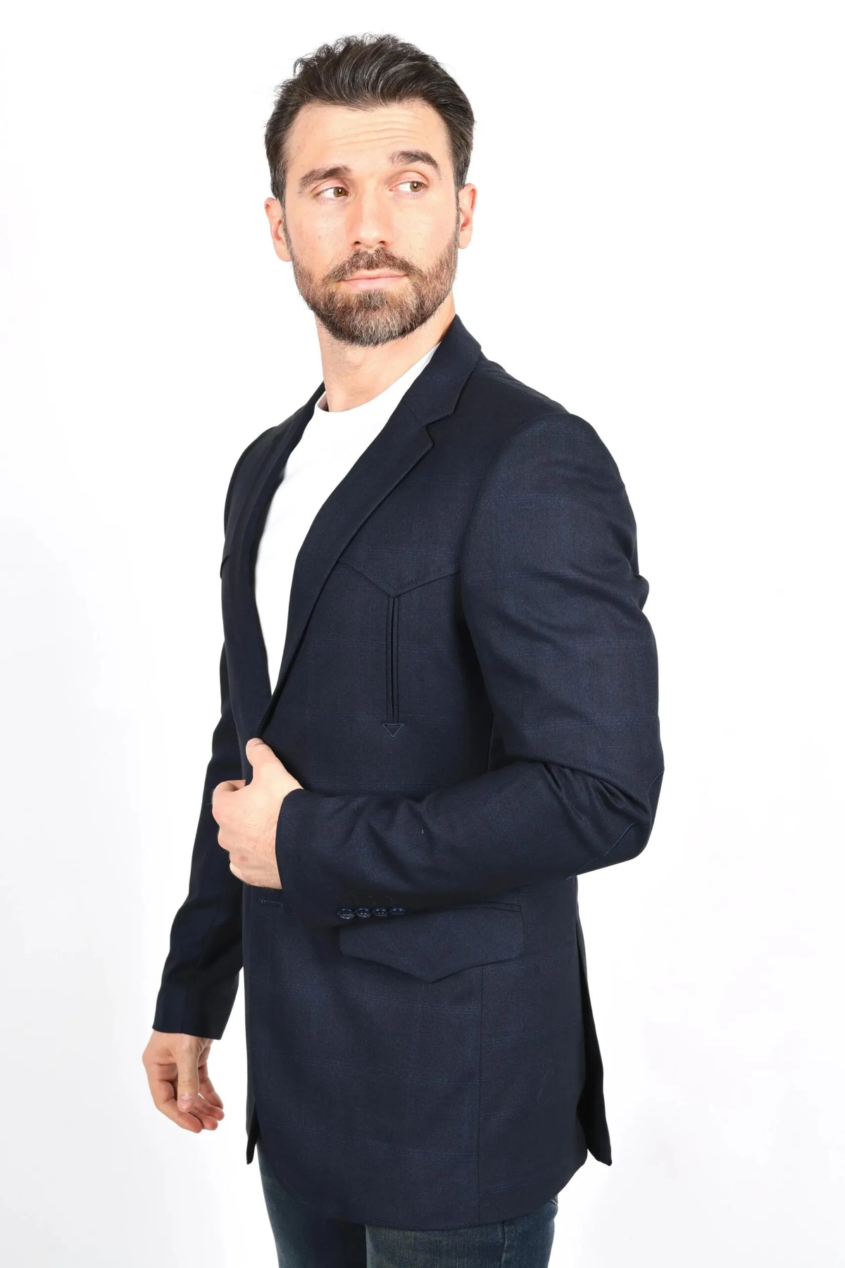 Mens Navy Western Blazer – Stylish Frontier Sport Coat