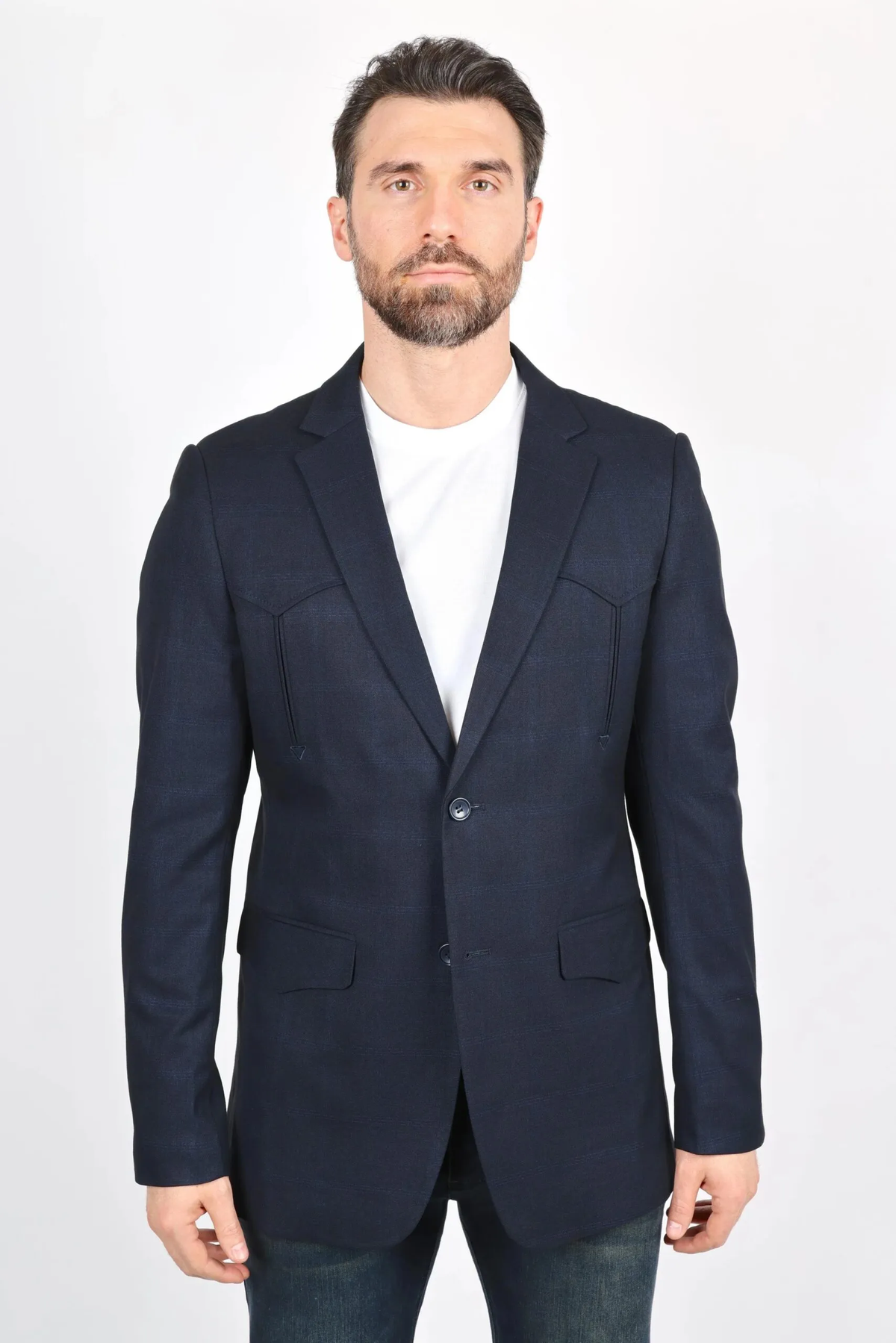 Mens Navy Western Blazer – Stylish Frontier Sport Coat